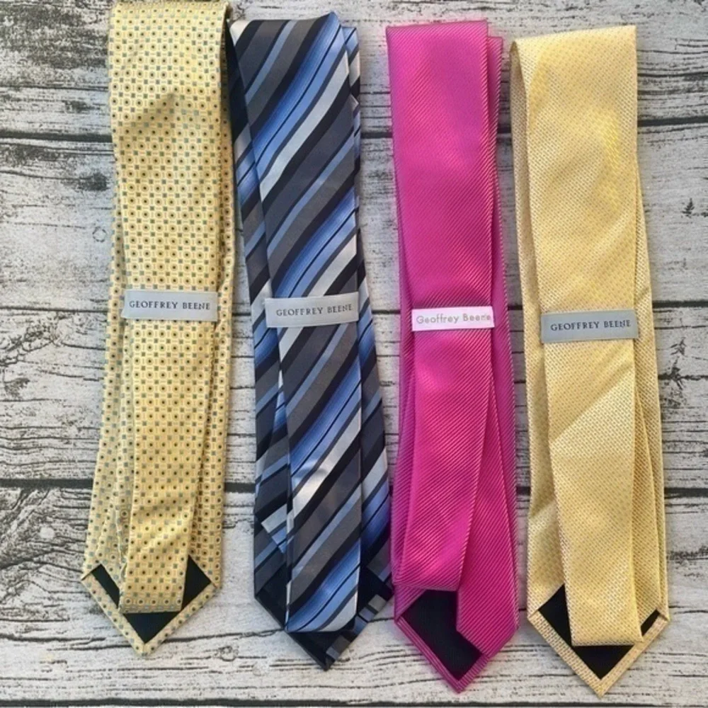 Geoffrey Beene Tie bundle hot pink yellow blue lot